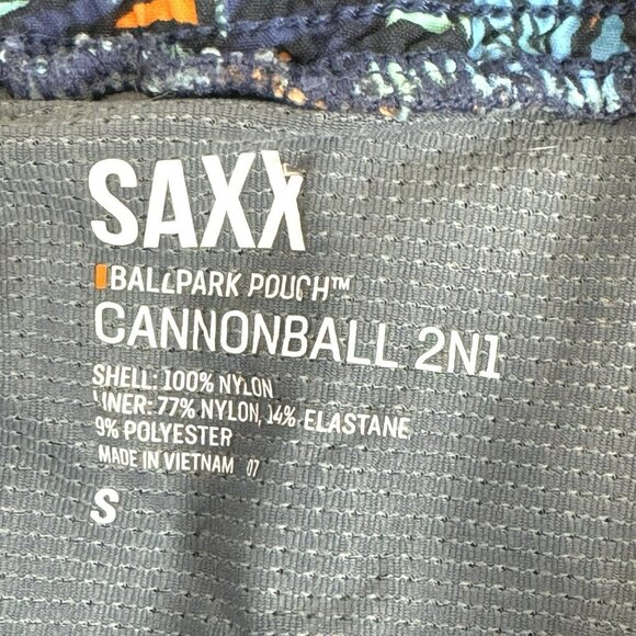 Saxx Swim Trunks Shorts Mens Size Small Cannonball 2N1 Leaf Print 8" Inseam - Picture 4 of 4